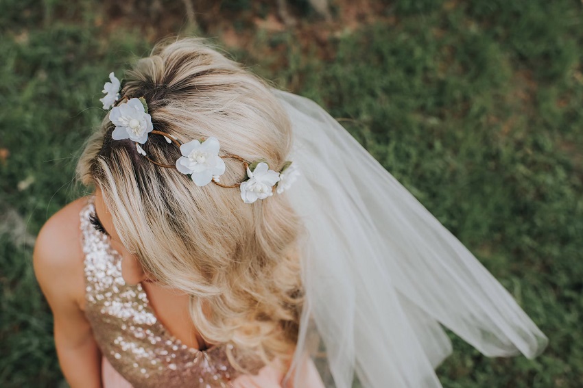 30 Wedding Hairstyles with Veil: Braided Crown with Veil