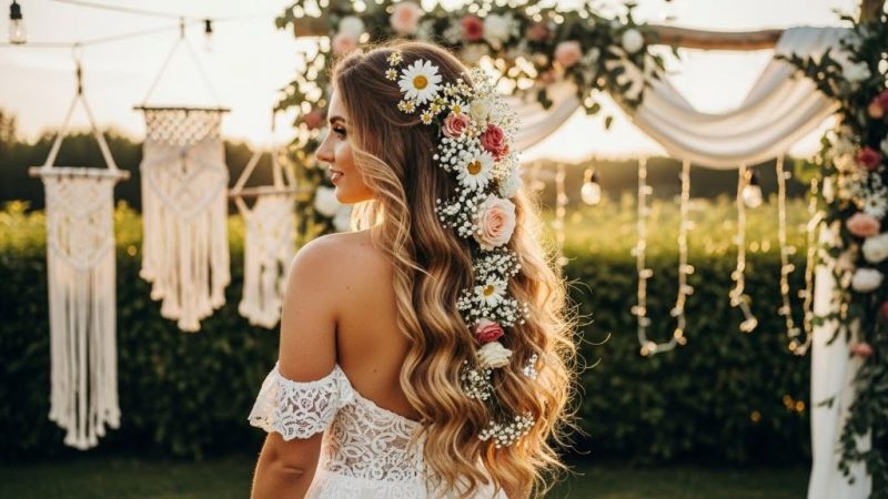 Boho Wedding Hair for Long Hair Without Braids